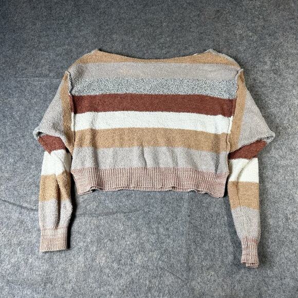 Free People Candyland Sweater Women’s Small Cropped Pullover Striped Beach Boho - Picture 6 of 7